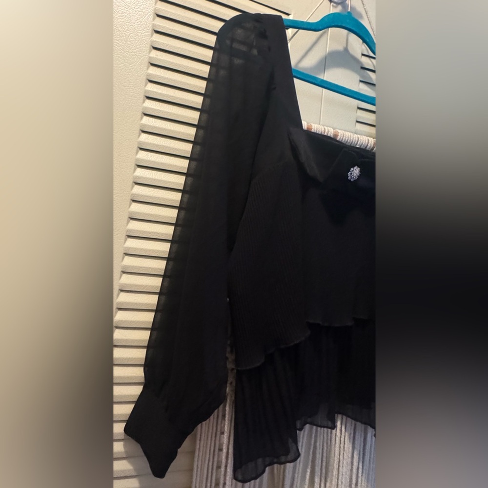 ZARA Pleated Top with Bow Sz Small - Picture 6 of 11